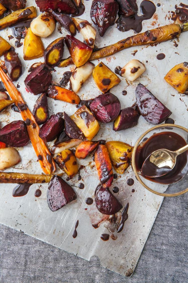 AirFryer Recipe - Air Fryer Root Vegetable Salad with Mole Sauce